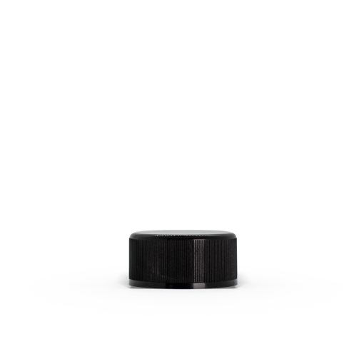 28-400 Black Ribbed Child-Resistant Plastic Cap with Foam Liner for 5 ml Concentrate Jar