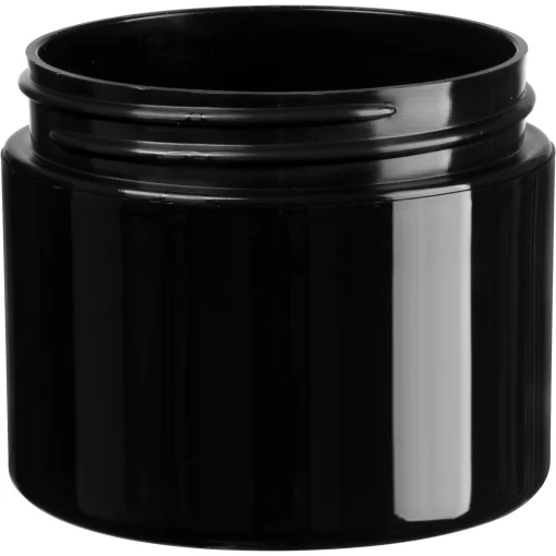 2 oz black pp plastic jar double wall straight sided 58mm